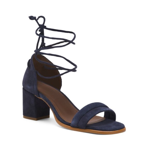 ALOHAS Navy Made In Spain Suede Dakota Heeled Sandals